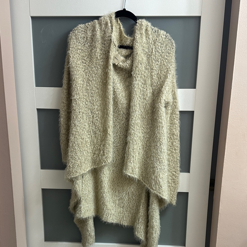 Anthropologie Cream Eyelash Hi-Low Cardigan